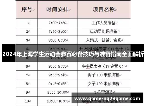 2024年上海学生运动会参赛必备技巧与准备指南全面解析