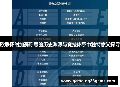 欧联杯附加赛称号的历史渊源与竞技体系中独特意义探寻